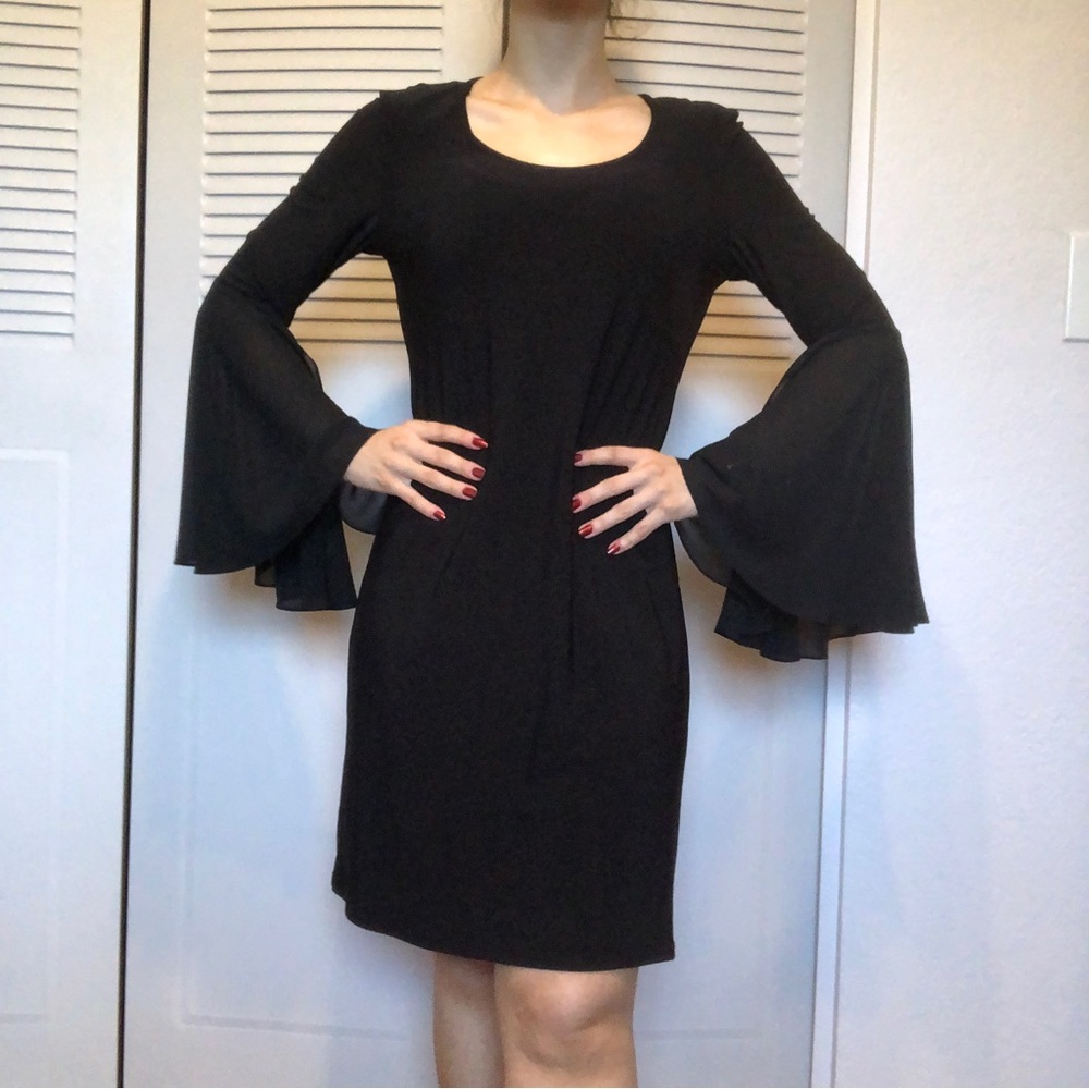Vintage Y2K, black dress split bell sleeve see measurements
